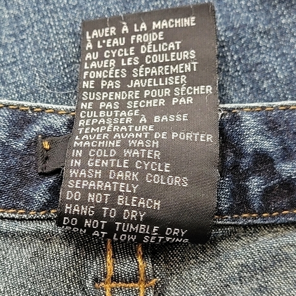 𝅺women's  Button Fly Jeans Mini Bootcut Low Rise Denim Dark Wash Size 8 - Picture 10 of 10